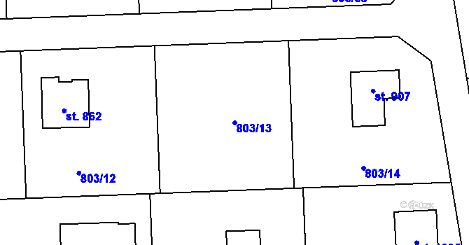 Parcela st. 803/13 v KÚ Sulice, Katastrální mapa