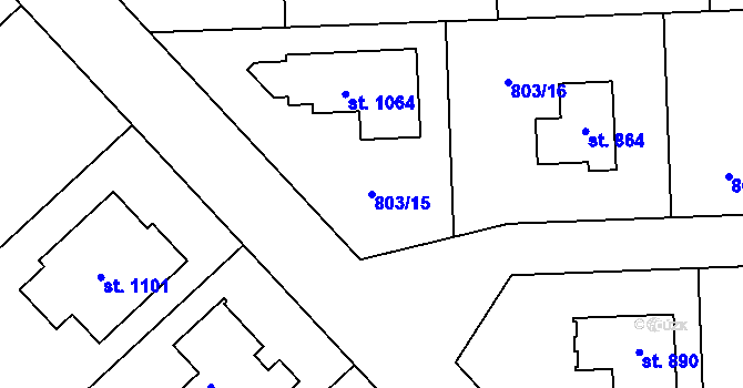 Parcela st. 803/15 v KÚ Sulice, Katastrální mapa