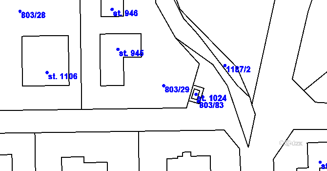 Parcela st. 803/29 v KÚ Sulice, Katastrální mapa