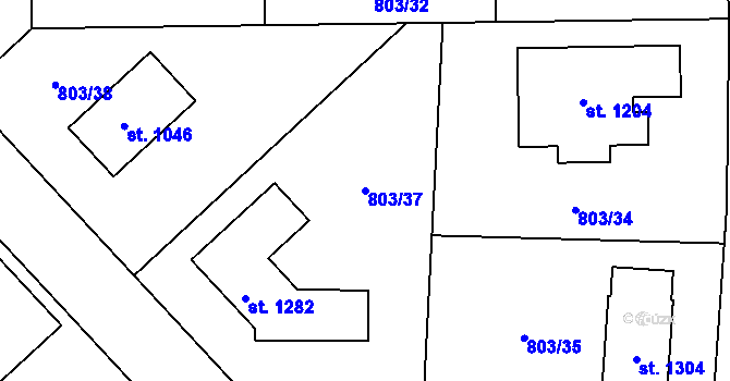 Parcela st. 803/37 v KÚ Sulice, Katastrální mapa