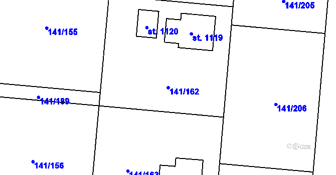 Parcela st. 141/162 v KÚ Sulice, Katastrální mapa
