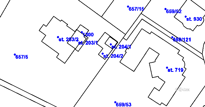 Parcela st. 204/2 v KÚ Sulice, Katastrální mapa