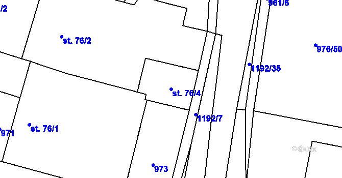Parcela st. 76/4 v KÚ Sulice, Katastrální mapa