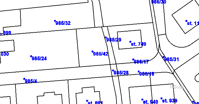 Parcela st. 985/39 v KÚ Sulice, Katastrální mapa