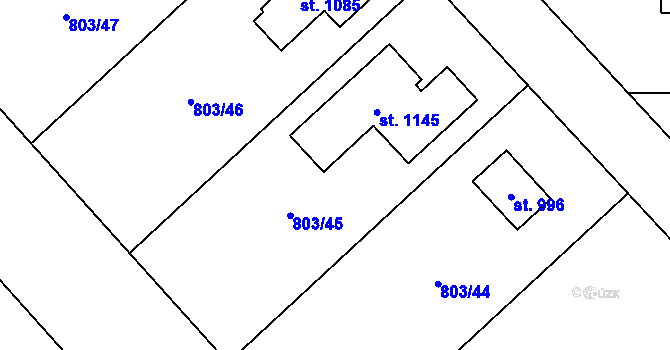 Parcela st. 803/45 v KÚ Sulice, Katastrální mapa