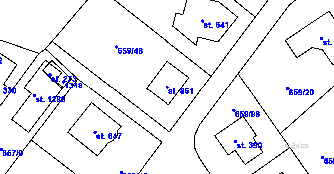 Parcela st. 861 v KÚ Sulice, Katastrální mapa