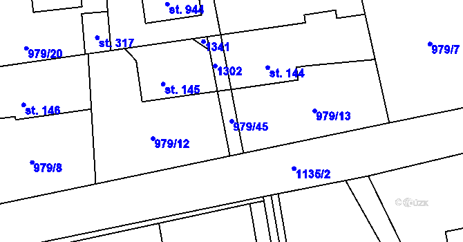 Parcela st. 979/45 v KÚ Sulice, Katastrální mapa