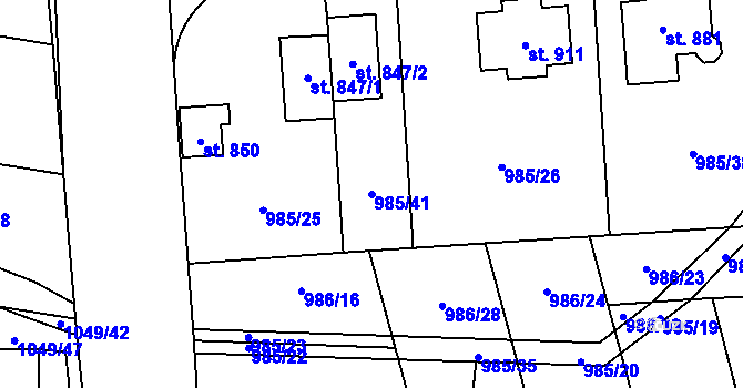 Parcela st. 985/41 v KÚ Sulice, Katastrální mapa