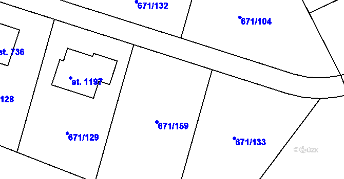Parcela st. 671/164 v KÚ Sulice, Katastrální mapa