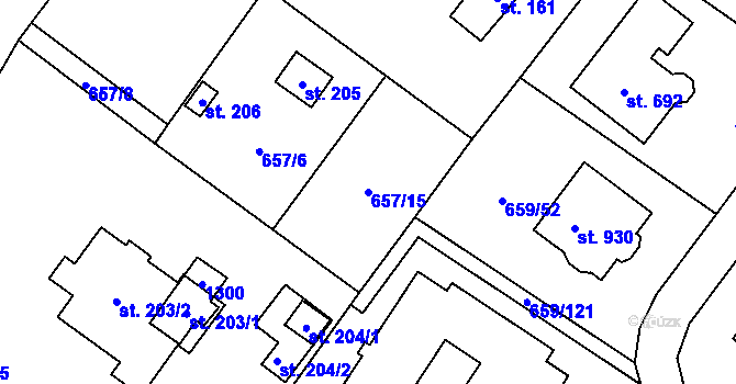 Parcela st. 657/15 v KÚ Sulice, Katastrální mapa