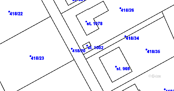 Parcela st. 1002 v KÚ Sulice, Katastrální mapa