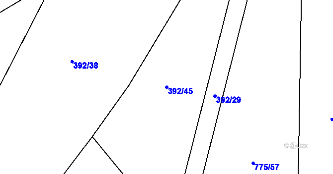 Parcela st. 392/45 v KÚ Sulice, Katastrální mapa