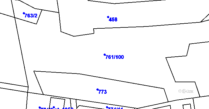 Parcela st. 761/100 v KÚ Sulice, Katastrální mapa