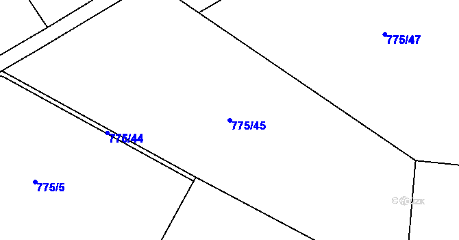 Parcela st. 775/45 v KÚ Sulice, Katastrální mapa