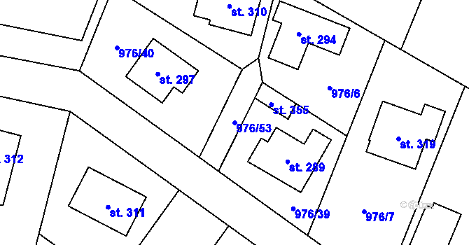 Parcela st. 976/53 v KÚ Sulice, Katastrální mapa