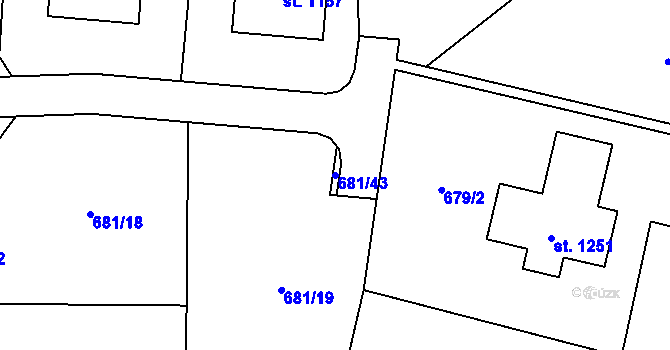 Parcela st. 681/43 v KÚ Sulice, Katastrální mapa