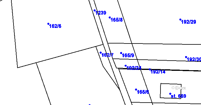 Parcela st. 162/7 v KÚ Sulice, Katastrální mapa