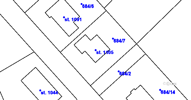 Parcela st. 1105 v KÚ Sulice, Katastrální mapa