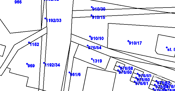 Parcela st. 976/54 v KÚ Sulice, Katastrální mapa