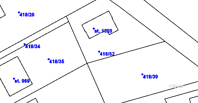 Parcela st. 418/52 v KÚ Sulice, Katastrální mapa