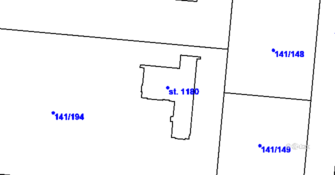 Parcela st. 1180 v KÚ Sulice, Katastrální mapa