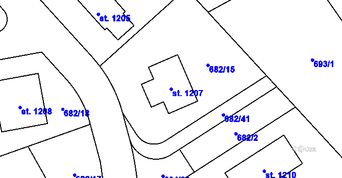 Parcela st. 1207 v KÚ Sulice, Katastrální mapa