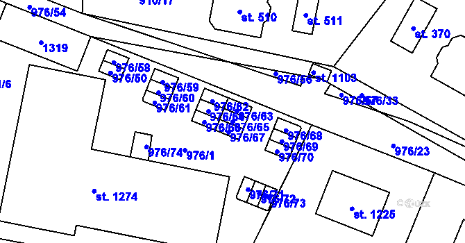Parcela st. 976/65 v KÚ Sulice, Katastrální mapa