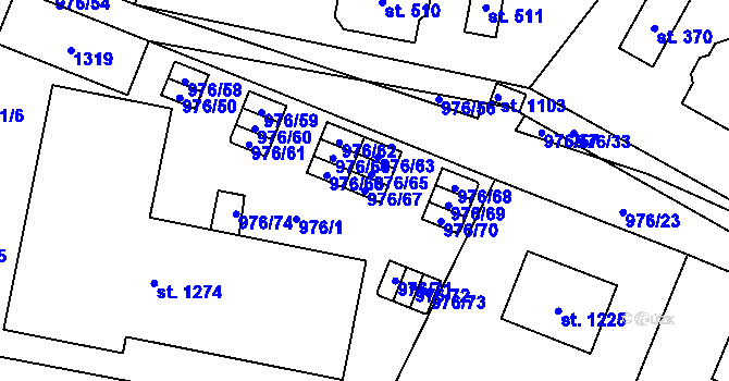Parcela st. 976/67 v KÚ Sulice, Katastrální mapa