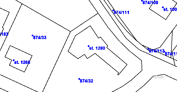 Parcela st. 1280 v KÚ Sulice, Katastrální mapa