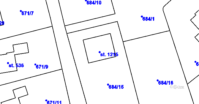 Parcela st. 1215 v KÚ Sulice, Katastrální mapa