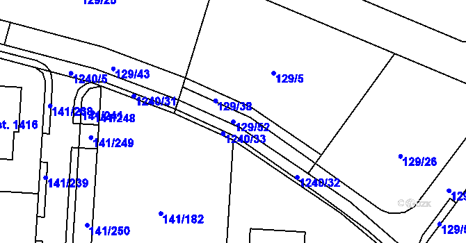 Parcela st. 129/52 v KÚ Sulice, Katastrální mapa