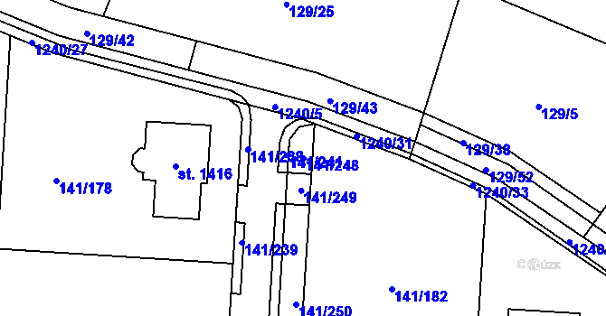 Parcela st. 141/248 v KÚ Sulice, Katastrální mapa