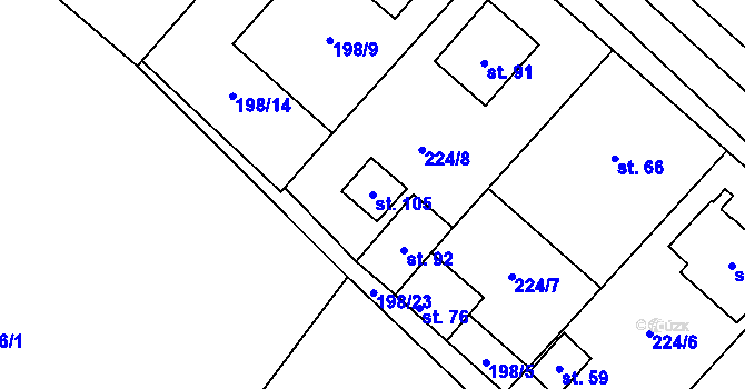 Parcela st. 105 v KÚ Sulíkov, Katastrální mapa
