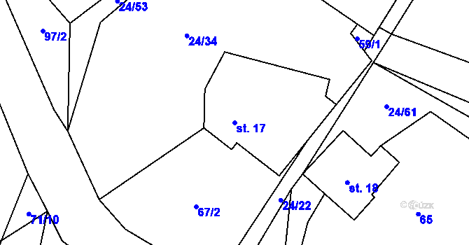 Parcela st. 17 v KÚ Vřesice, Katastrální mapa