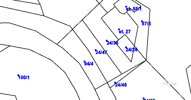 Parcela st. 24/47 v KÚ Vřesice, Katastrální mapa
