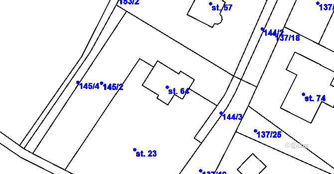 Parcela st. 64 v KÚ Vřesice, Katastrální mapa