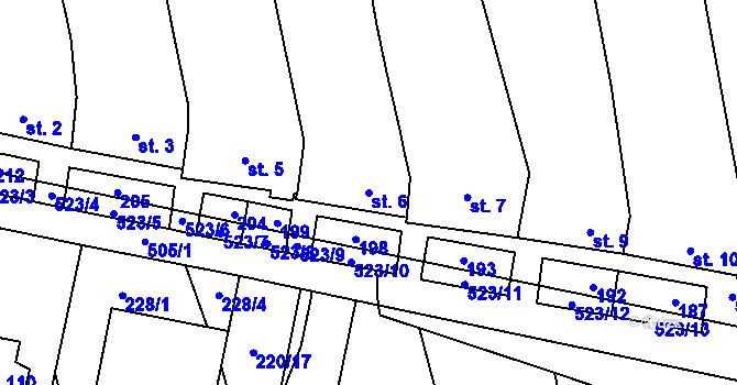Parcela st. 6 v KÚ Karolín u Sulimova, Katastrální mapa