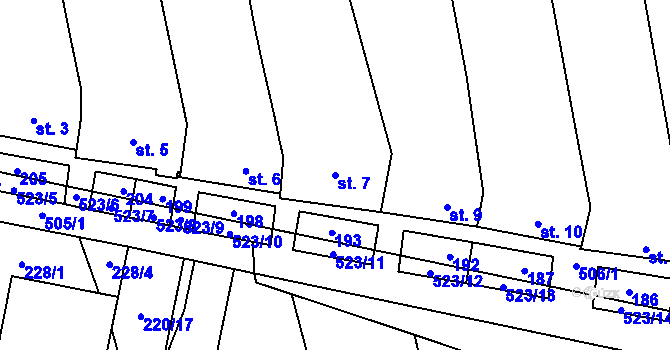Parcela st. 7 v KÚ Karolín u Sulimova, Katastrální mapa