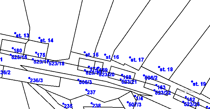 Parcela st. 16 v KÚ Karolín u Sulimova, Katastrální mapa
