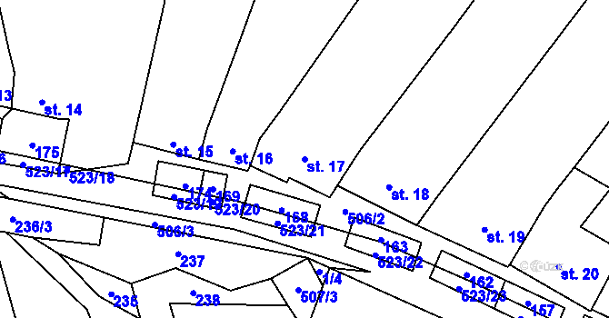 Parcela st. 17 v KÚ Karolín u Sulimova, Katastrální mapa