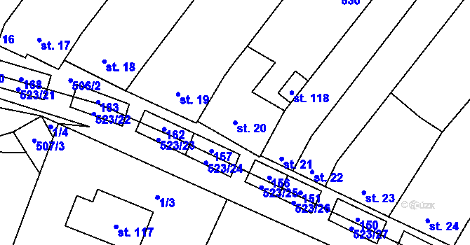 Parcela st. 20 v KÚ Karolín u Sulimova, Katastrální mapa
