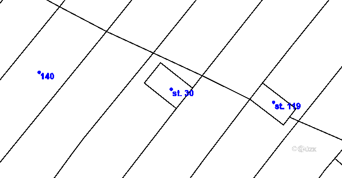 Parcela st. 30 v KÚ Karolín u Sulimova, Katastrální mapa