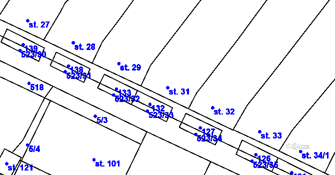 Parcela st. 31 v KÚ Karolín u Sulimova, Katastrální mapa