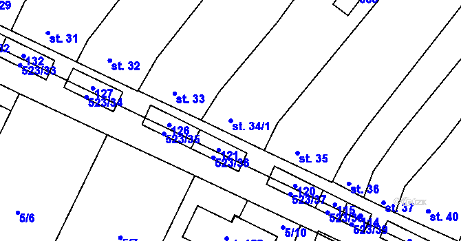 Parcela st. 34/1 v KÚ Karolín u Sulimova, Katastrální mapa