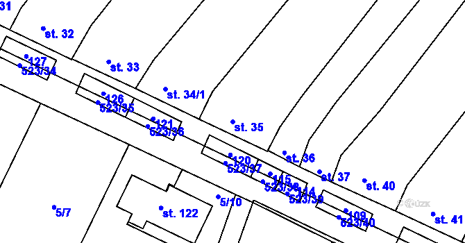 Parcela st. 35 v KÚ Karolín u Sulimova, Katastrální mapa