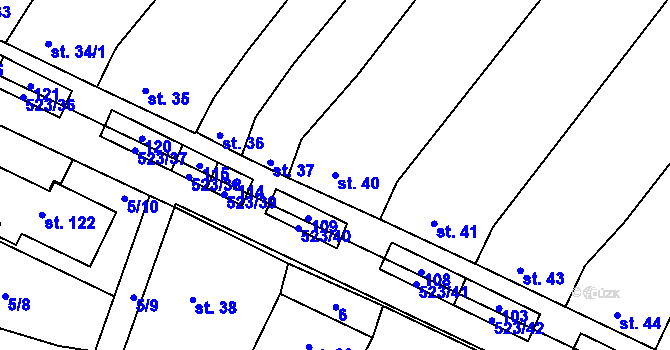 Parcela st. 40 v KÚ Karolín u Sulimova, Katastrální mapa