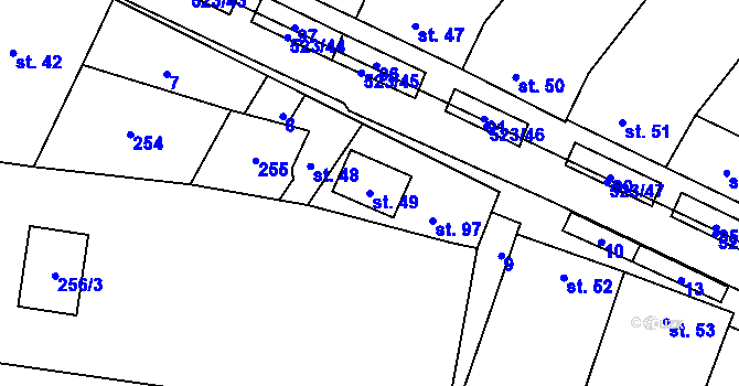 Parcela st. 49 v KÚ Karolín u Sulimova, Katastrální mapa