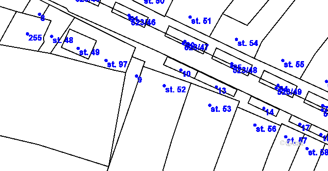 Parcela st. 52 v KÚ Karolín u Sulimova, Katastrální mapa