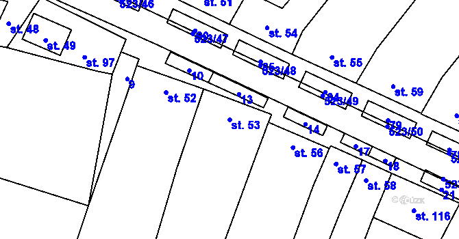 Parcela st. 53 v KÚ Karolín u Sulimova, Katastrální mapa
