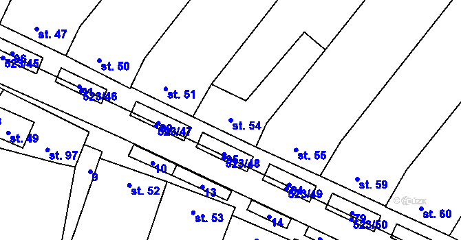 Parcela st. 54 v KÚ Karolín u Sulimova, Katastrální mapa